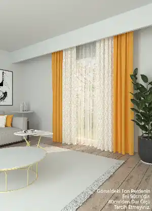 Dökümlü Kumaştan Kombinli Geniş En Modern Desenli Fon Perde 1. Kalite